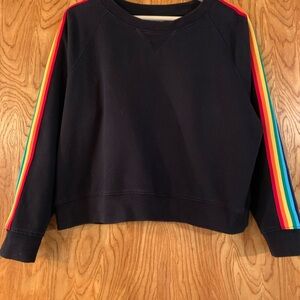 Arizona Jean Company Black Sweatshirt with Rainbow Stripes